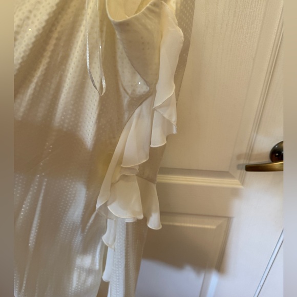 Zara Cream Satin Mini asymmetrical Dress - Picture 8 of 10